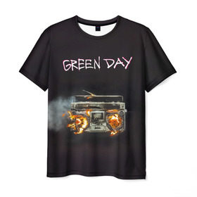Мужская футболка 3D с принтом Green Day магнитофон в огне в Курске, 100% полиэфир | прямой крой, круглый вырез горловины, длина до линии бедер | Тематика изображения на принте: american idiot | green day | альтернативный | билли джо армстронг | грин дей | группа | зелёный день | майк дёрнт | музыка | панк | поп | поппанк | рок | тре кул