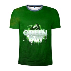 Мужская футболка 3D спортивная с принтом Зелень Green Day в Курске, 100% полиэстер с улучшенными характеристиками | приталенный силуэт, круглая горловина, широкие плечи, сужается к линии бедра | Тематика изображения на принте: american idiot | green day | альтернативный | билли джо армстронг | грин дей | группа | зелёный день | майк дёрнт | музыка | панк | поп | поппанк | поцелуй | рок | тре кул