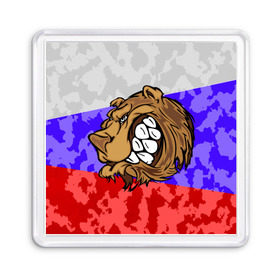 Магнит 55*55 с принтом Русский Медведь в Курске, Пластик | Размер: 65*65 мм; Размер печати: 55*55 мм | 