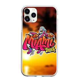 Чехол для iPhone 11 Pro Max матовый с принтом Miami Beach в Курске, Силикон |  | закат | майами | пейзаж | пляж | солнце