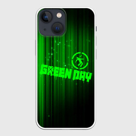 Чехол для iPhone 13 mini с принтом Green Day лучи в Курске,  |  | Тематика изображения на принте: american idiot | green day | альтернативный | билли джо армстронг | грин дей | группа | зелёный день | майк дёрнт | музыка | надпись | панк | поп | поппанк | рок | тре кул