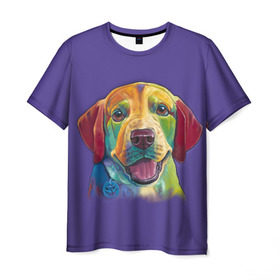 Мужская футболка 3D с принтом Лабрадор в Курске, 100% полиэфир | прямой крой, круглый вырез горловины, длина до линии бедер | друг | животное | зверь | лабрадор | ретривер | собака | щенок