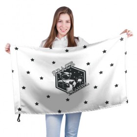 Флаг 3D с принтом Space travel в Курске, 100% полиэстер | плотность ткани — 95 г/м2, размер — 67 х 109 см. Принт наносится с одной стороны | белый | звезды | космос | скафандр | черный