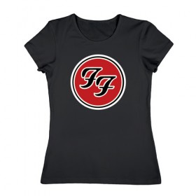 Женская футболка хлопок с принтом FF в Курске, 100% хлопок | прямой крой, круглый вырез горловины, длина до линии бедер, слегка спущенное плечо | dave grohl | foo fighters | nirvana