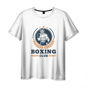 Мужская футболка 3D с принтом BOXING CLUB в Курске, 100% полиэфир | прямой крой, круглый вырез горловины, длина до линии бедер | бокс | клуб | перчатки | спорт | чемпион