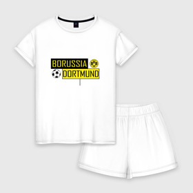 Женская пижама с шортиками хлопок с принтом Borussia Dortmund - New Design 2018 в Курске, 100% хлопок | футболка прямого кроя, шорты свободные с широкой мягкой резинкой | боруссия дортмунд