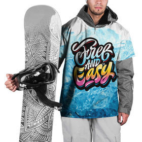 Накидка на куртку 3D с принтом Free and Easy в Курске, 100% полиэстер |  | beach | miami | граффити | желтый | закат | краски | лед | майами | надписи | панама | пляж | розовый | солнце | фламинго | яркие