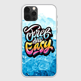 Чехол для iPhone 12 Pro с принтом Free and Easy в Курске, силикон | область печати: задняя сторона чехла, без боковых панелей | Тематика изображения на принте: beach | miami | граффити | желтый | закат | краски | лед | майами | надписи | панама | пляж | розовый | солнце | фламинго | яркие