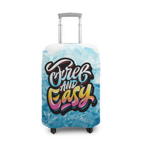 Чехол для чемодана 3D с принтом Free and Easy в Курске, 86% полиэфир, 14% спандекс | двустороннее нанесение принта, прорези для ручек и колес | beach | miami | граффити | желтый | закат | краски | лед | майами | надписи | панама | пляж | розовый | солнце | фламинго | яркие