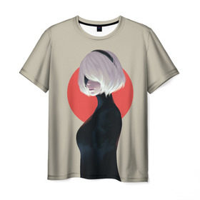 Мужская футболка 3D с принтом Nier Automata в Курске, 100% полиэфир | прямой крой, круглый вырез горловины, длина до линии бедер | automata | cyborg | flag | game | girl | japan | japanese | nier | woman | девушка | женщина | игра | киборг | робот | флаг | япония | японка