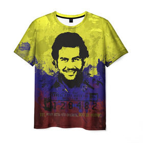 Мужская футболка 3D с принтом Пабло Эскобар в Курске, 100% полиэфир | прямой крой, круглый вырез горловины, длина до линии бедер | Тематика изображения на принте: колумбия | пабло | эскобар