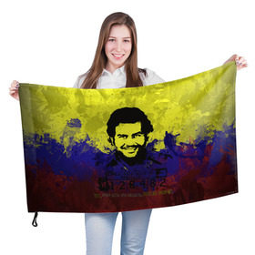 Флаг 3D с принтом Пабло Эскобар в Курске, 100% полиэстер | плотность ткани — 95 г/м2, размер — 67 х 109 см. Принт наносится с одной стороны | колумбия | пабло | эскобар