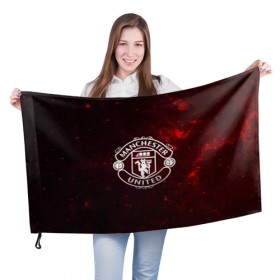 Флаг 3D с принтом Manchester United в Курске, 100% полиэстер | плотность ткани — 95 г/м2, размер — 67 х 109 см. Принт наносится с одной стороны | манчестер юнайтед