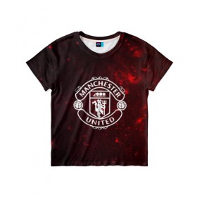 Детская футболка 3D с принтом Manchester United в Курске, 100% гипоаллергенный полиэфир | прямой крой, круглый вырез горловины, длина до линии бедер, чуть спущенное плечо, ткань немного тянется | манчестер юнайтед