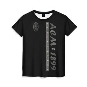Женская футболка 3D с принтом AC Milan - ACM 1899 в Курске, 100% полиэфир ( синтетическое хлопкоподобное полотно) | прямой крой, круглый вырез горловины, длина до линии бедер | милан