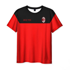 Мужская футболка 3D с принтом AC Milan - Red & Black в Курске, 100% полиэфир | прямой крой, круглый вырез горловины, длина до линии бедер | Тематика изображения на принте: 