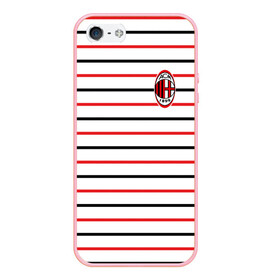 Чехол для iPhone 5/5S матовый с принтом AC Milan - Stripe white в Курске, Силикон | Область печати: задняя сторона чехла, без боковых панелей | ac | fc | football | milan | милан | футбол