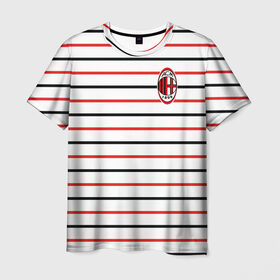 Мужская футболка 3D с принтом AC Milan - Stripe white в Курске, 100% полиэфир | прямой крой, круглый вырез горловины, длина до линии бедер | Тематика изображения на принте: ac | fc | football | milan | милан | футбол