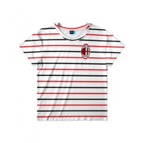 Детская футболка 3D с принтом AC Milan - Stripe white в Курске, 100% гипоаллергенный полиэфир | прямой крой, круглый вырез горловины, длина до линии бедер, чуть спущенное плечо, ткань немного тянется | ac | fc | football | milan | милан | футбол