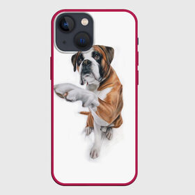 Чехол для iPhone 13 mini с принтом Боксер в Курске,  |  | Тематика изображения на принте: боксер | друг | дружба | животное | пес | собака