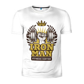 Мужская футболка 3D спортивная с принтом IRONMAN в Курске, 100% полиэстер с улучшенными характеристиками | приталенный силуэт, круглая горловина, широкие плечи, сужается к линии бедра | железо | зал | сила золото | спорт
