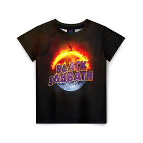Детская футболка 3D с принтом Black Sabbath земля в огне в Курске, 100% гипоаллергенный полиэфир | прямой крой, круглый вырез горловины, длина до линии бедер, чуть спущенное плечо, ткань немного тянется | black sabbath | группа | метал | надпись | оззи | осборн | хард рок | хеви метал