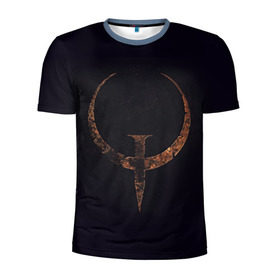 Мужская футболка 3D спортивная с принтом Quake champions в Курске, 100% полиэстер с улучшенными характеристиками | приталенный силуэт, круглая горловина, широкие плечи, сужается к линии бедра | quake