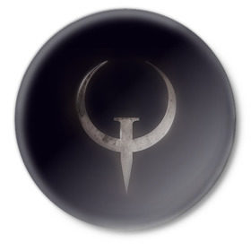 Значок с принтом Quake champions в Курске,  металл | круглая форма, металлическая застежка в виде булавки | quake