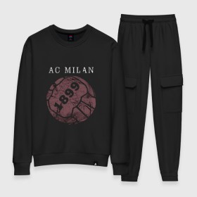 Женский костюм хлопок с принтом AC Milan - 1899 Vintage (2018) в Курске, 100% хлопок | на свитшоте круглая горловина, мягкая резинка по низу. Брюки заужены к низу, на них два вида карманов: два 