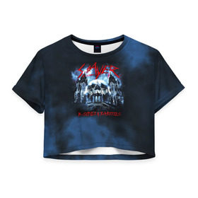 Женская футболка 3D укороченная с принтом Череп Slayer в Курске, 100% полиэстер | круглая горловина, длина футболки до линии талии, рукава с отворотами | slayer | группа | гэри холт | замок | керри кинг | метал | музыка | песни | пол бостаф | рок | слеар | слеер | слеяр | том арайа | трэш метал | тяжелый рок | хеви метал | череп