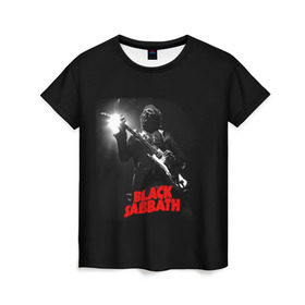 Женская футболка 3D с принтом Black Sabbath в Курске, 100% полиэфир ( синтетическое хлопкоподобное полотно) | прямой крой, круглый вырез горловины, длина до линии бедер | black sabbath | ozzy osbourne | билл уорд | гизер батлер | гитара | группа | метал | музыка | надпись | оззи | осборн | песни | рок | солист | тони айомми | хард рок | хеви метал