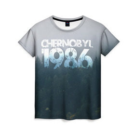 Женская футболка 3D с принтом Чернобыль 1986 в Курске, 100% полиэфир ( синтетическое хлопкоподобное полотно) | прямой крой, круглый вырез горловины, длина до линии бедер | 1986 | дым | завод | лес | опасность | радиация | чаэс | чернобыль | экология