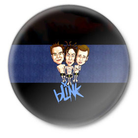 Значок с принтом Группа Blink-182 в Курске,  металл | круглая форма, металлическая застежка в виде булавки | blink | альтернативный рок | блинк | группа | марк хоппус | музыка | мэтт скиба | надпись | панк | панк рок | песни | поп панк | рок | синий | скейт панк | трэвис баркер