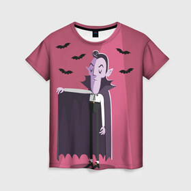Женская футболка 3D с принтом Дракула в Курске, 100% полиэфир ( синтетическое хлопкоподобное полотно) | прямой крой, круглый вырез горловины, длина до линии бедер | dracula | halloween | helloween | вампир | день всех святых | детям | для детей | хеллоуин | хеловин | хэллоуин