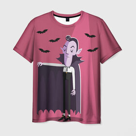 Мужская футболка 3D с принтом Дракула в Курске, 100% полиэфир | прямой крой, круглый вырез горловины, длина до линии бедер | dracula | halloween | helloween | вампир | день всех святых | детям | для детей | хеллоуин | хеловин | хэллоуин