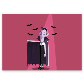 Поздравительная открытка с принтом Дракула в Курске, 100% бумага | плотность бумаги 280 г/м2, матовая, на обратной стороне линовка и место для марки
 | dracula | halloween | helloween | вампир | день всех святых | детям | для детей | хеллоуин | хеловин | хэллоуин
