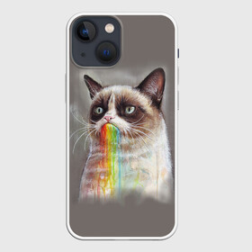 Чехол для iPhone 13 mini с принтом Grumpy Cat в Курске,  |  | animal | cat | grumpy cat | животное | кот | котенок | кошка | радуга