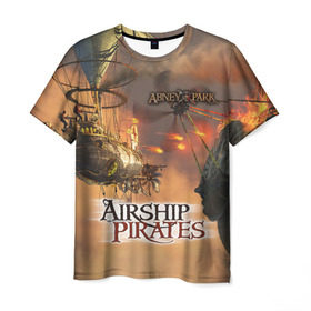 Мужская футболка 3D с принтом Airship pirates в Курске, 100% полиэфир | прямой крой, круглый вырез горловины, длина до линии бедер | steampunk