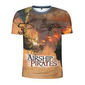 Мужская футболка 3D спортивная с принтом Airship pirates в Курске, 100% полиэстер с улучшенными характеристиками | приталенный силуэт, круглая горловина, широкие плечи, сужается к линии бедра | steampunk