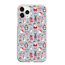 Чехол для iPhone 11 Pro матовый с принтом Рождественская Милота в Курске, Силикон |  | дед мороз | заяц | колокольчик | лиса | лисичка | медведь | олень | омела | пингвин | санта клаус
