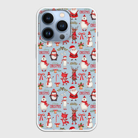 Чехол для iPhone 13 Pro с принтом Рождественская Милота в Курске,  |  | дед мороз | заяц | колокольчик | лиса | лисичка | медведь | олень | омела | пингвин | санта клаус