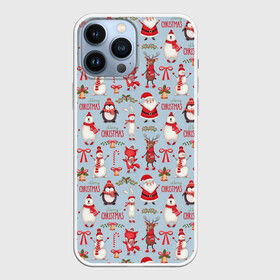 Чехол для iPhone 13 Pro Max с принтом Рождественская Милота в Курске,  |  | Тематика изображения на принте: дед мороз | заяц | колокольчик | лиса | лисичка | медведь | олень | омела | пингвин | санта клаус