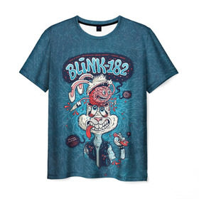 Мужская футболка 3D с принтом Заяц Blink-182 в Курске, 100% полиэфир | прямой крой, круглый вырез горловины, длина до линии бедер | blink | альтернативный рок | блинк | группа | марк хоппус | музыка | мэтт скиба | надпись | панк | панк рок | песни | поп панк | рок | скейт панк | смайл | смайлик | трэвис баркер