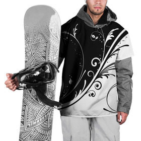 Накидка на куртку 3D с принтом Цветочный узор в Курске, 100% полиэстер |  | абстракция | белый | инь янь | модные | прикольные картинки | природа | растения | тренды | узоры | цветы | черный