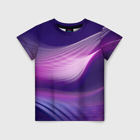 Детская футболка 3D с принтом Фиолетовые Волны в Курске, 100% гипоаллергенный полиэфир | прямой крой, круглый вырез горловины, длина до линии бедер, чуть спущенное плечо, ткань немного тянется | линии | узоры | фиолетовый | цвет