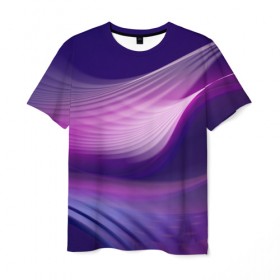 Мужская футболка 3D с принтом Фиолетовые Волны в Курске, 100% полиэфир | прямой крой, круглый вырез горловины, длина до линии бедер | линии | узоры | фиолетовый | цвет
