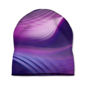 Шапка 3D с принтом Фиолетовые Волны в Курске, 100% полиэстер | универсальный размер, печать по всей поверхности изделия | линии | узоры | фиолетовый | цвет