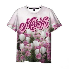 Мужская футболка 3D с принтом 8 Марта в Курске, 100% полиэфир | прямой крой, круглый вырез горловины, длина до линии бедер | 8 марта | march | девушкам | женщинам | март | модные | небо | подарки | подарок | праздник | природа | растения | розы | тренды | тюльпаны | цветы