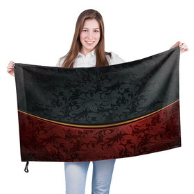 Флаг 3D с принтом Узоры Black and Red в Курске, 100% полиэстер | плотность ткани — 95 г/м2, размер — 67 х 109 см. Принт наносится с одной стороны | Тематика изображения на принте: красный | узоры | цветы | черный
