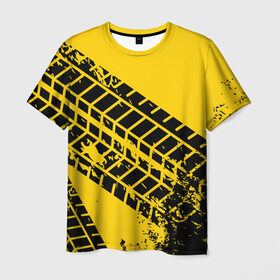 Мужская футболка 3D с принтом Следы покрышек в Курске, 100% полиэфир | прямой крой, круглый вырез горловины, длина до линии бедер | колесо | отпечаток | покрышка | протектор | след | шина